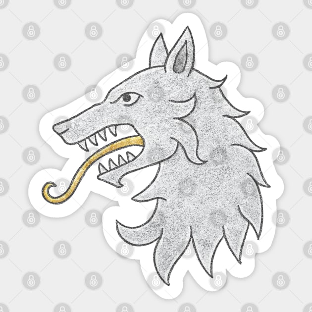 Heraldic White Wolf Medieval Manuscript Coat of Arms Sticker by MahakamWorkshop